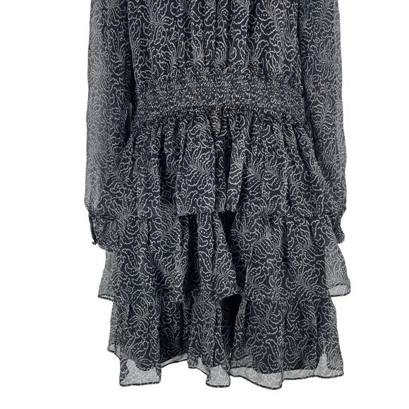 Cinq a Sept Annabel Silk Mini Dress Printed Tiered Ruffle Size 8 - Picture 5 of 10